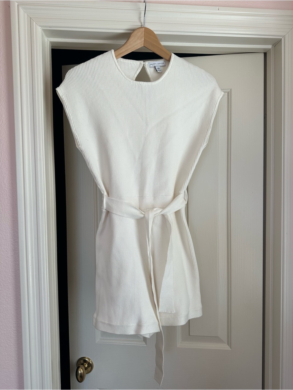 Sleeveless Knit Belted Romper in Cream